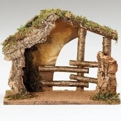 Roman Italian Wooden Stable For 5", Fontanini, 50426 New