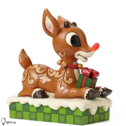 Enesco Large Rudolph With Lited Nose Clearance