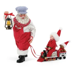 Clothtique/Fabriche Santas^Enesco Pd, Santa And Child, Choo-Choo For Two, 6010199, Possible Dreams, Clothtique