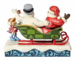 Santas^Enesco Santa Frosty The Snowman And Karen Sleigh