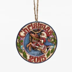 Resin^Enesco Santa Reindeer Ornament, Dated 2015